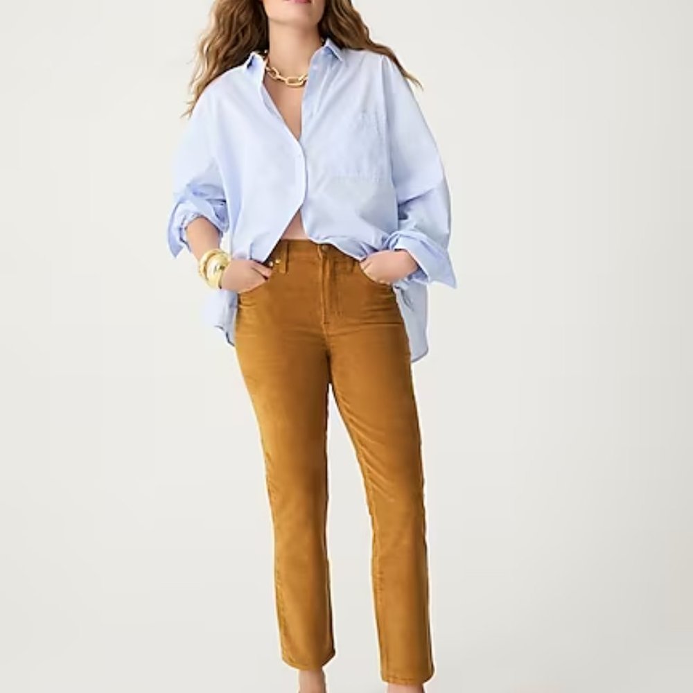 J. CREW HIGH RISE VINTAGE SLIM STRAIGHT CORDUROY PANTS IN CAMEL SIZE 28